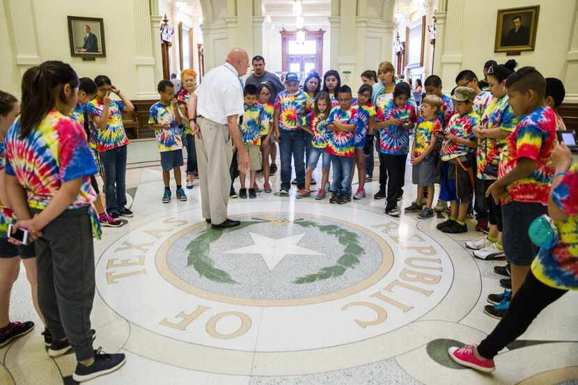 Fourth grade students from Cooke Elementary School in Cleburne take a tour of the Texas...