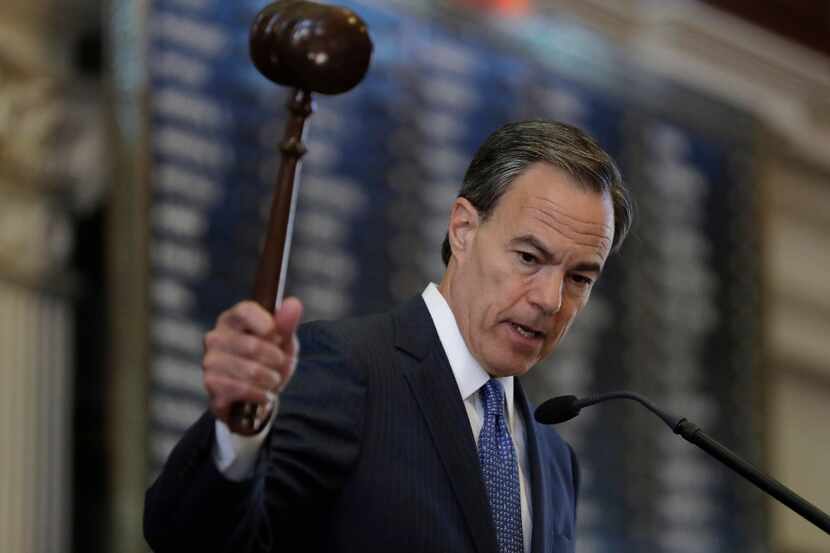 Texas Speaker of the House Joe Straus, R-San Antonio, presides over the opening of the 85th...
