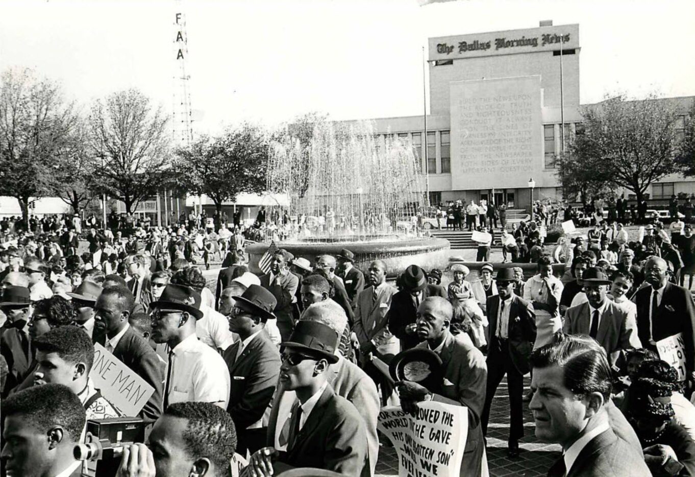 Demonstrators protesting the civil rights situation in Alabama, rally in Ferris Plaza on...