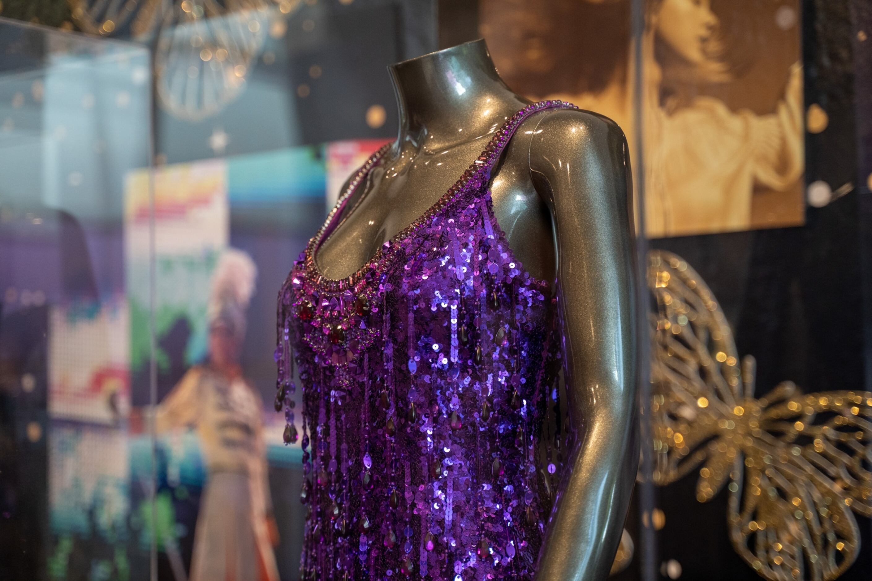Visitors to the Eras Tour Collection can see the sparkly purple dress from Swift's...
