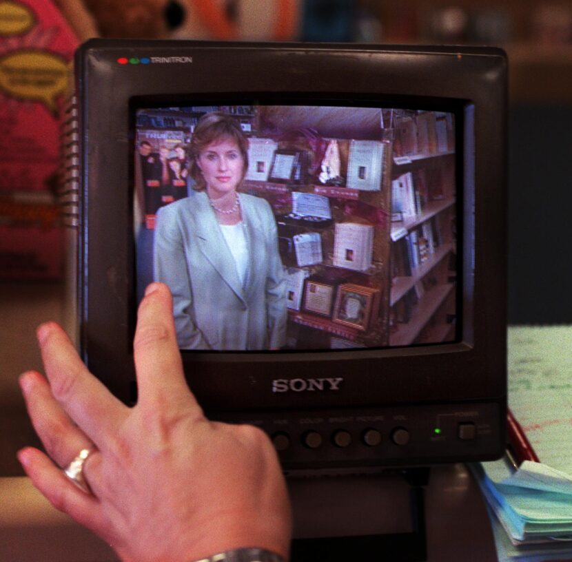 Peggy Wehmeyer is pictured on a monitor while her producer critiques a segment for Good...