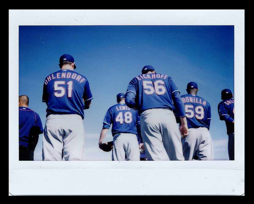 Texas Rangers spring training 2015: (From left) Texas Rangers pitchers Ross Ohlendorf,...
