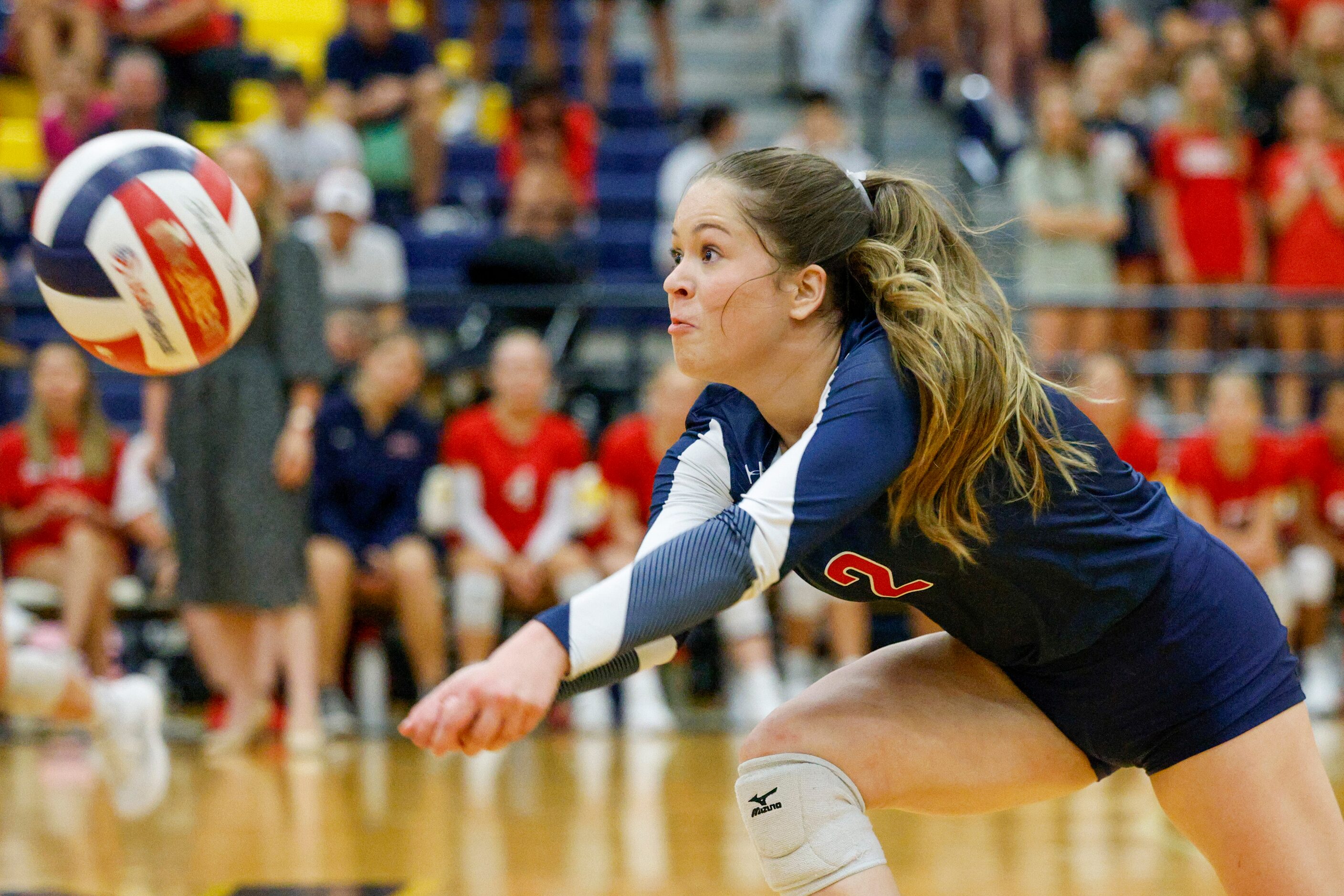 McKinney Boyd’s Kali Vanderhoof (2) digs the ball during a volleyball match against McKinney...