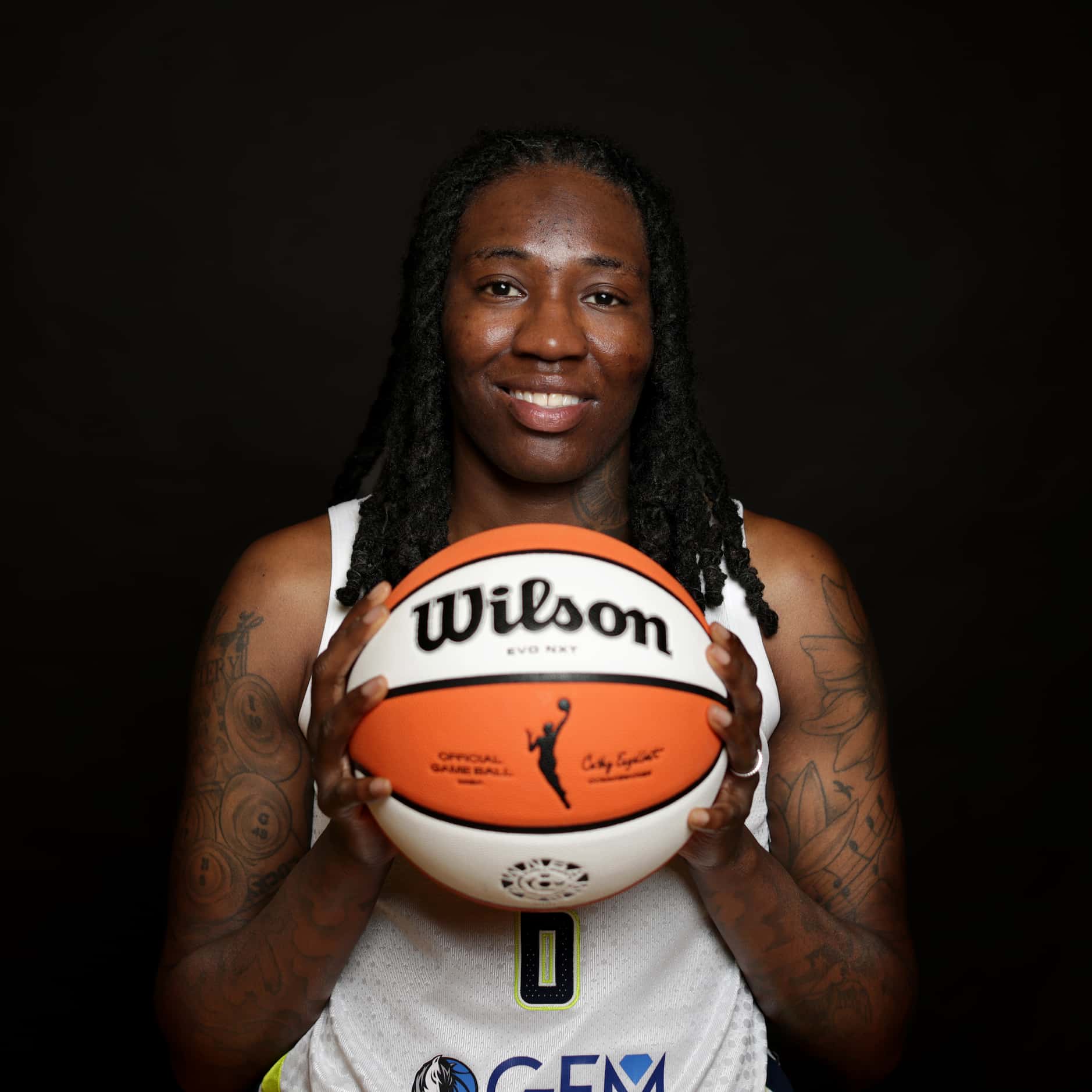 #6 Natasha Howard with The Dallas Wings poses for a photograph at College Park Center in...