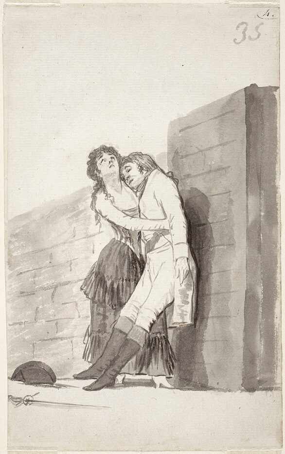 Francisco de Goya y Lucientes
Woman Holding Up Her Dying Lover, double-sided drawing from...