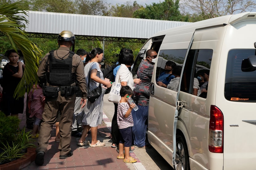 Members of the Shenzhen Holy Reformed Church, also known as the Mayflower Church, leave from...