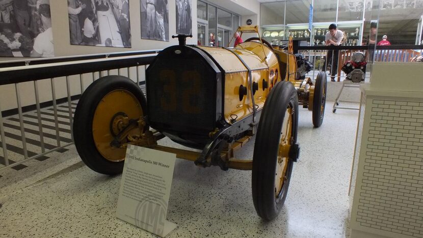 
The Wasp, the race car that won the first Indianapolis 500 in 1911, is displayed inside the...