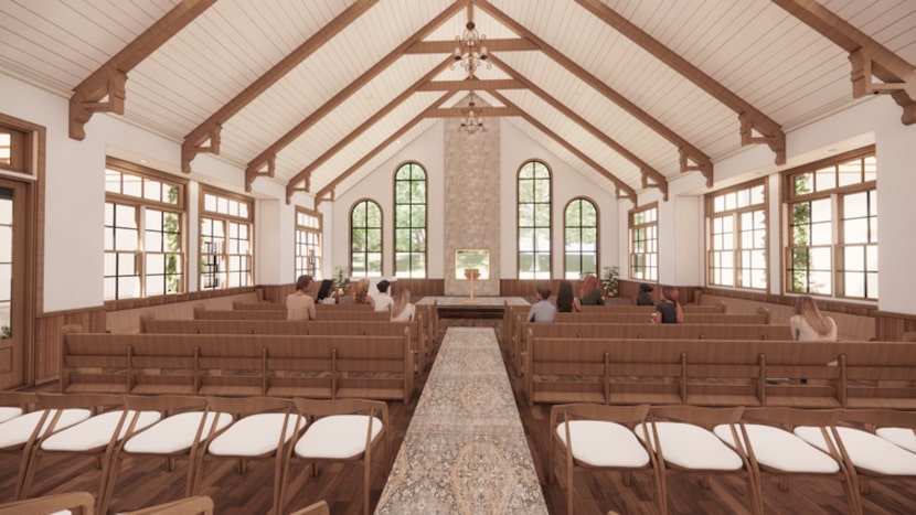 A rendering of the chapel in the Justice Residences, a planned 100-bed shelter for survivors...