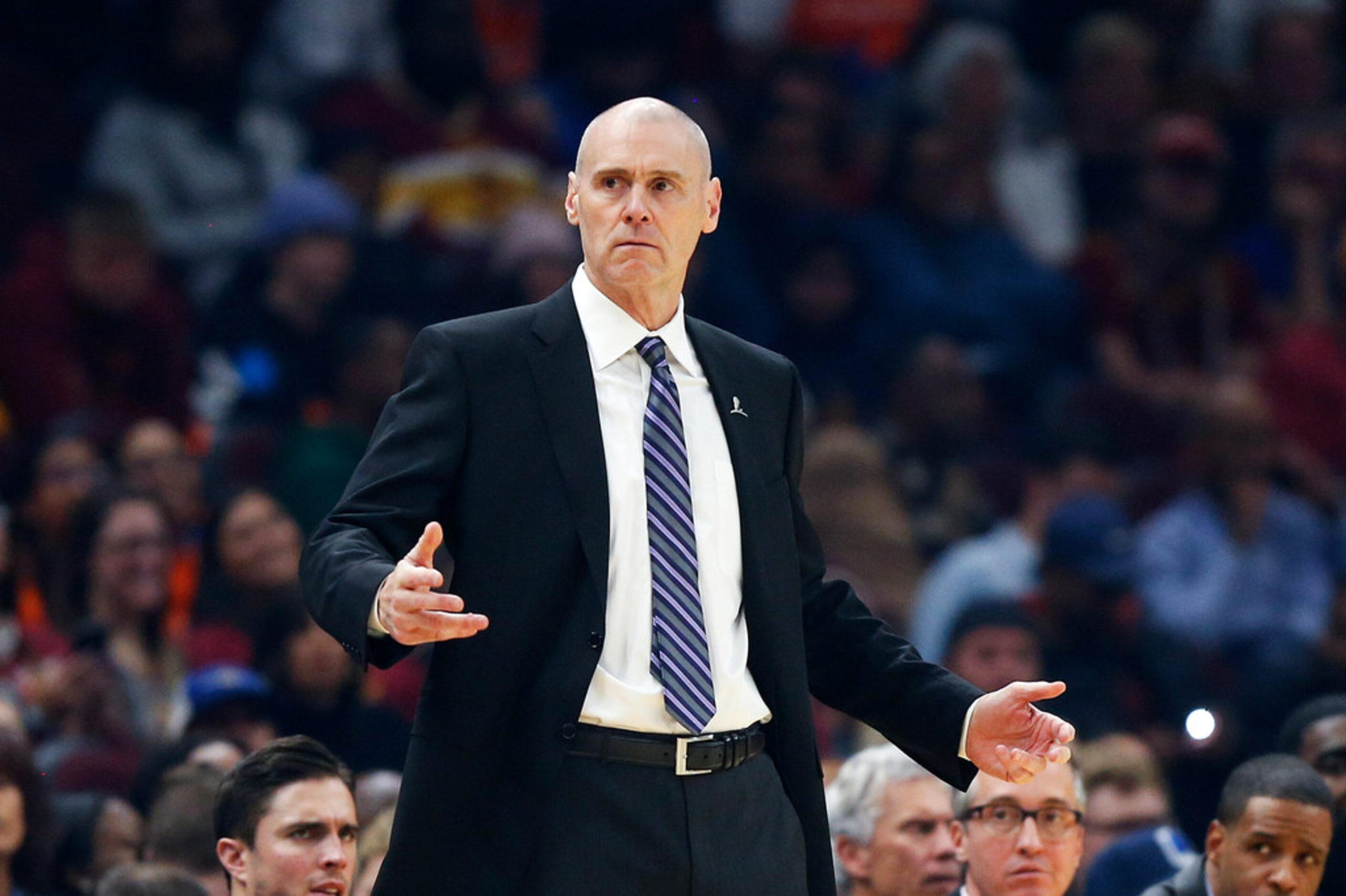 Dallas Mavericks head coach Rick Carlisle watches against the Cleveland Cavaliers in the...