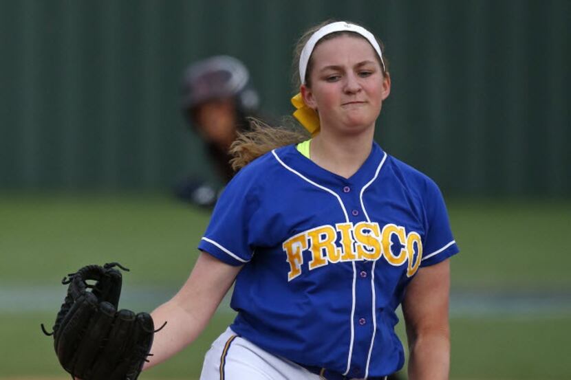 Frisco's Maddie MacGrandle delivers a pitch in a game  against Lovejoy last season....