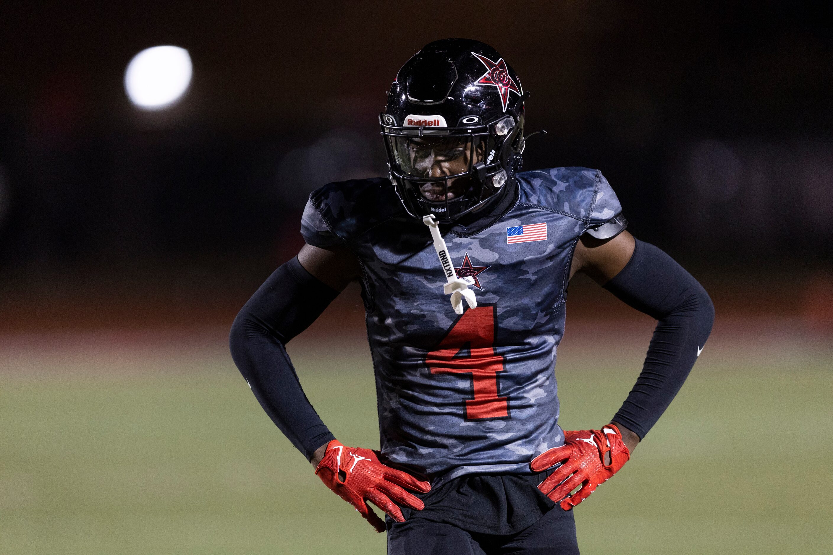 Coppell senior cornerback Braxton Myers (4) is seen during the first half of a high school...