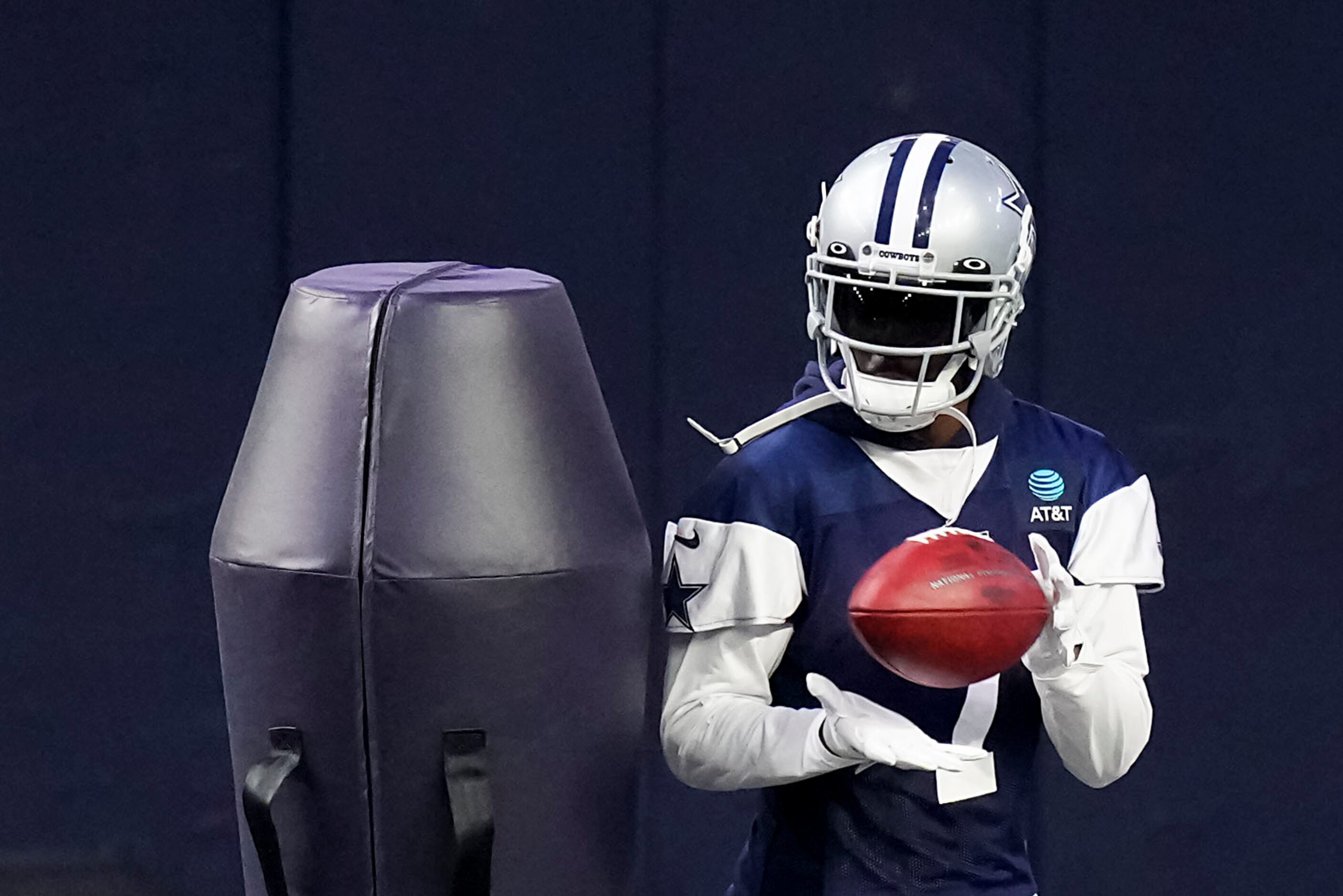 Dallas Cowboys cornerback Trevon Diggs participates in a drill during the OTA team's...