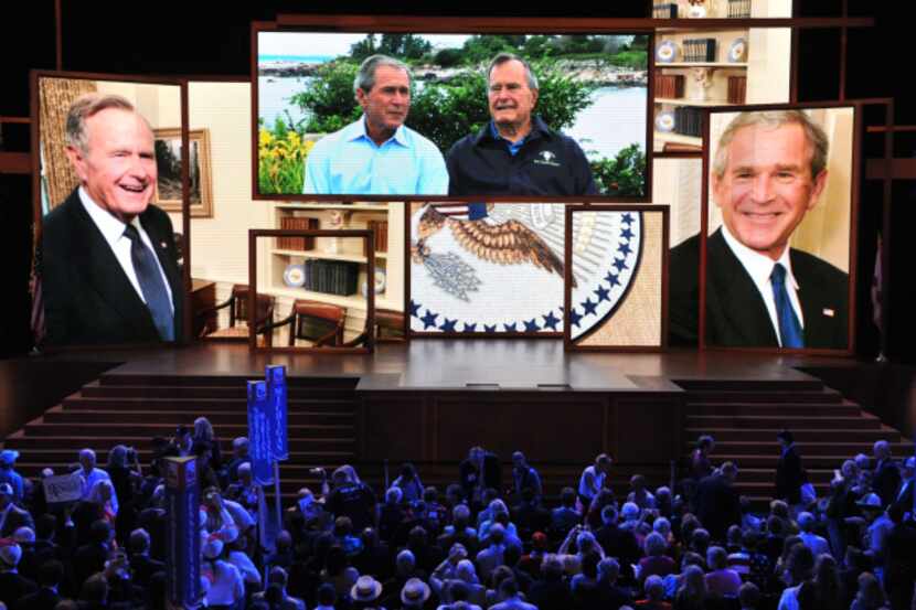 A video of former presidents George Bush, father and son, was aired Wednesday night at the...