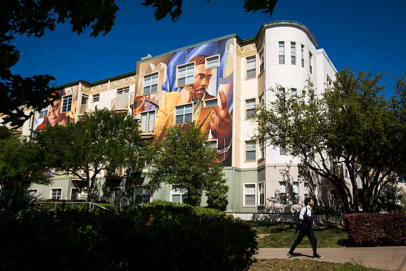 The four-story apartment buildings were previously covered in bright murals.