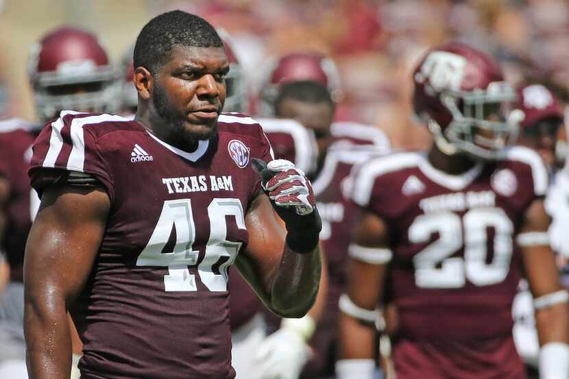 Texas A&M Aggies defensive lineman Landis Durham (46) is pictured during the  Louisiana...