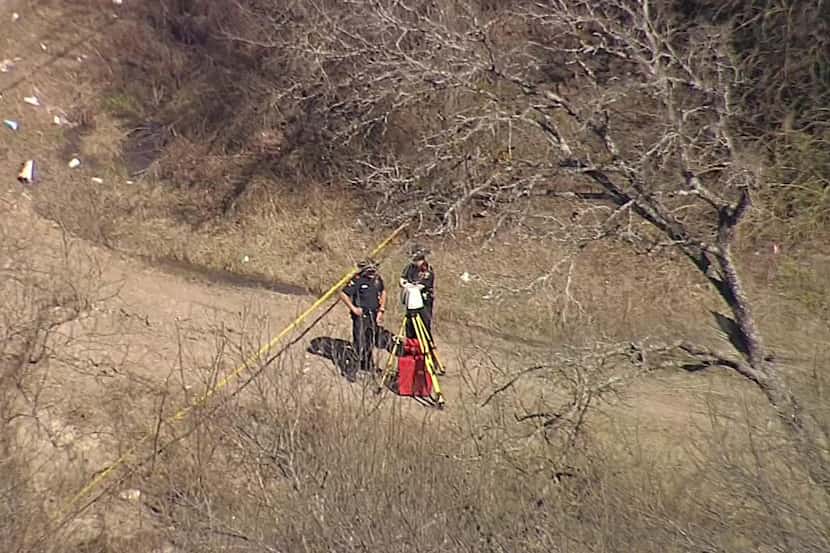Yellow tape marked the scene where human remains were found Wednesday in Anna.