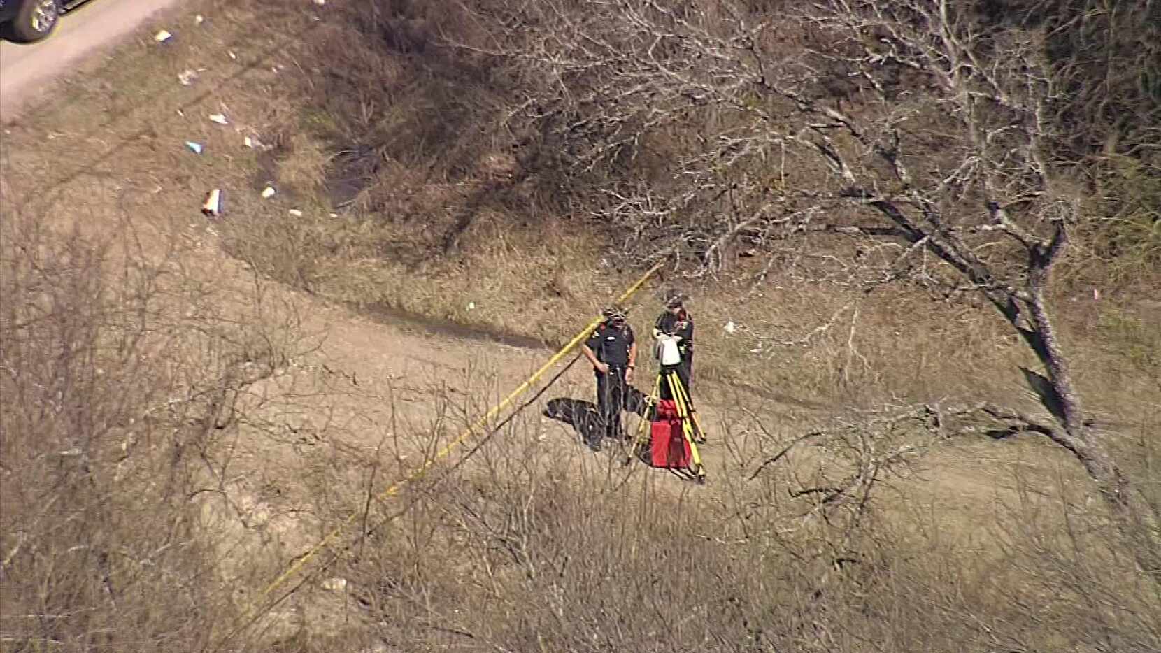 Yellow tape marked the scene where human remains were found Wednesday in Anna.