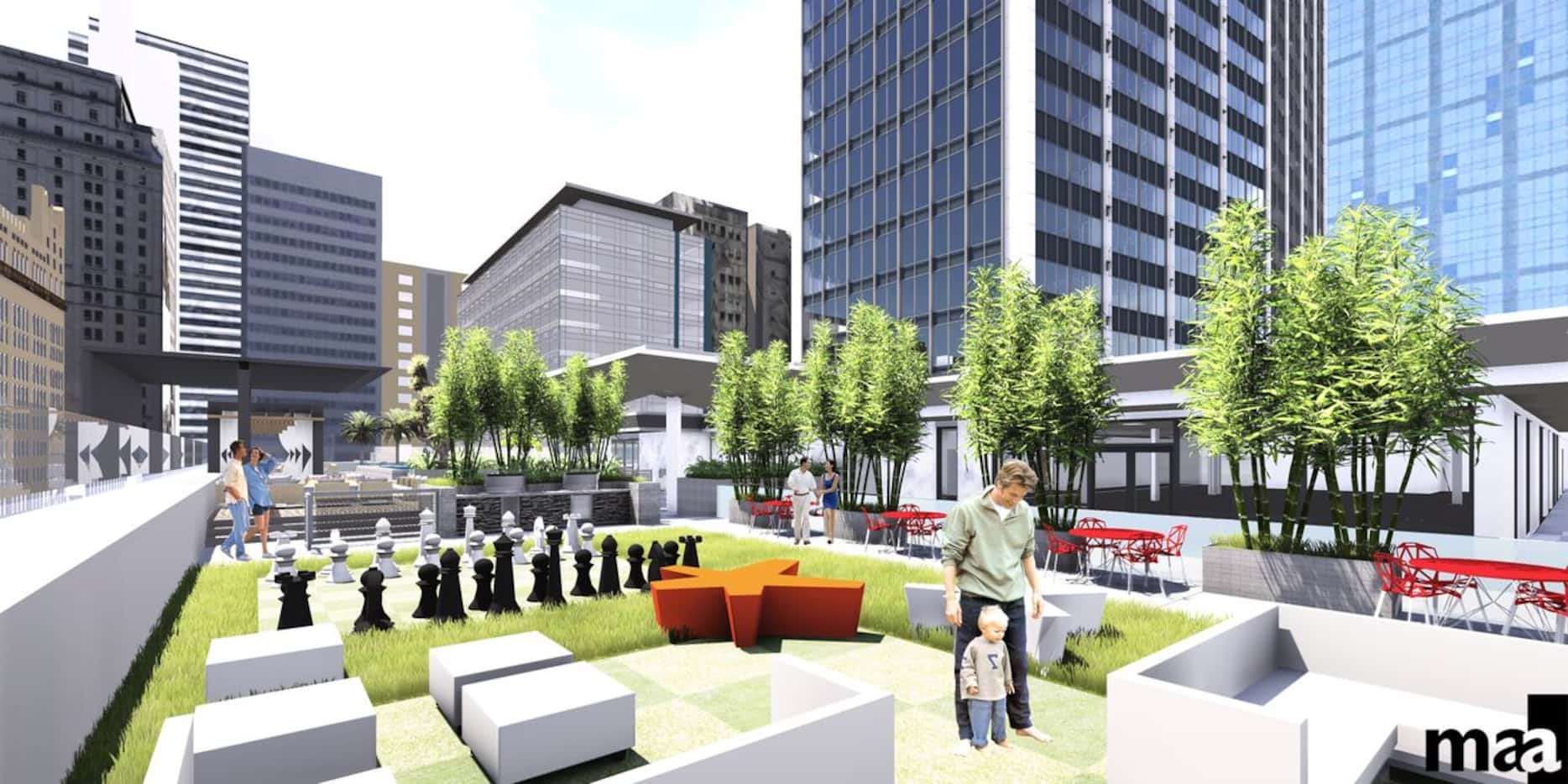 Redevelopment plans for the 52-story former First National Bank tower at 1401 Elm St. in...