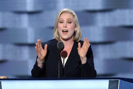 New York Sen. Kirsten Gillibrand speaks during the first day of the Democratic National...