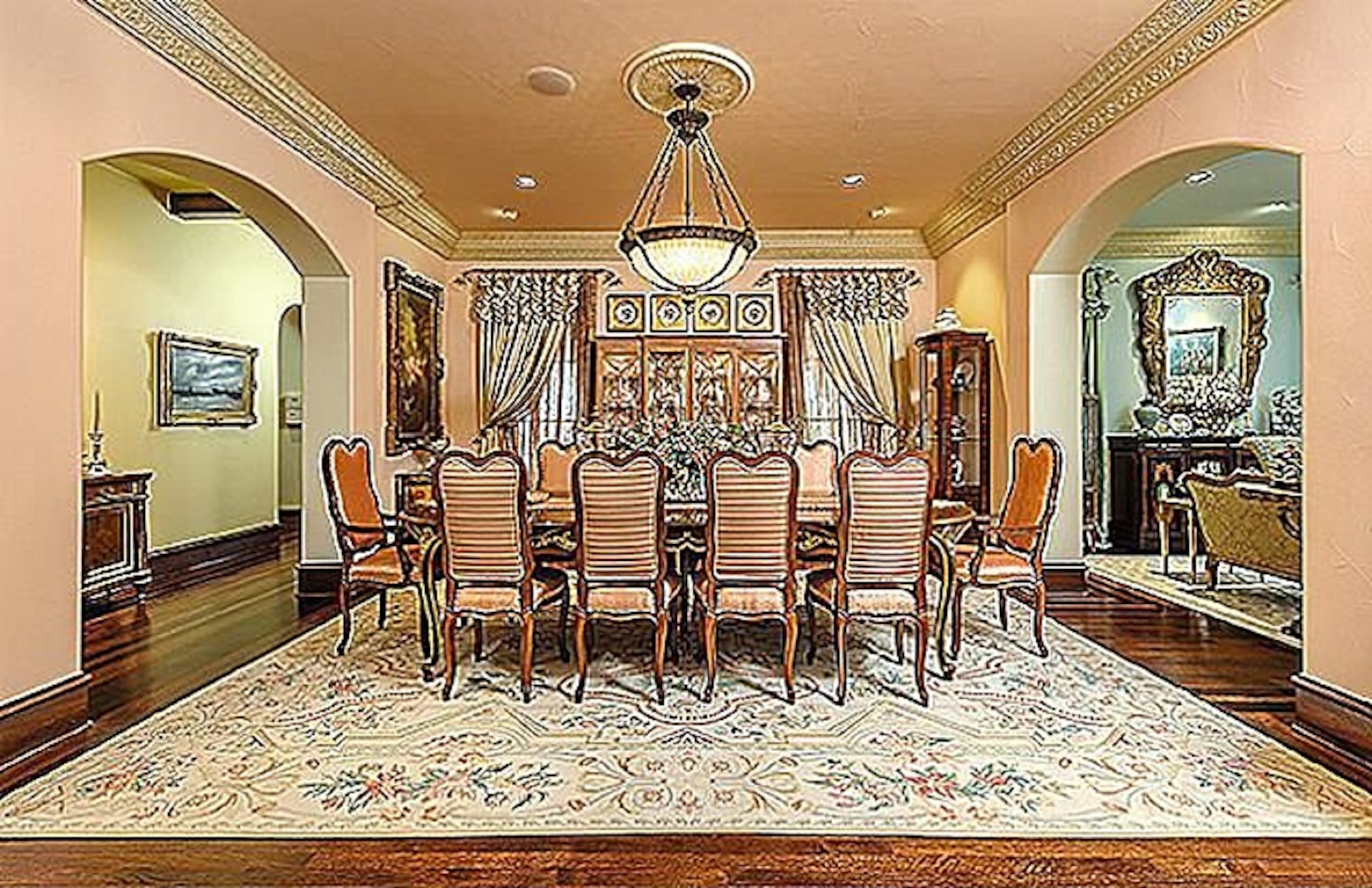 The home's main dining room area. 