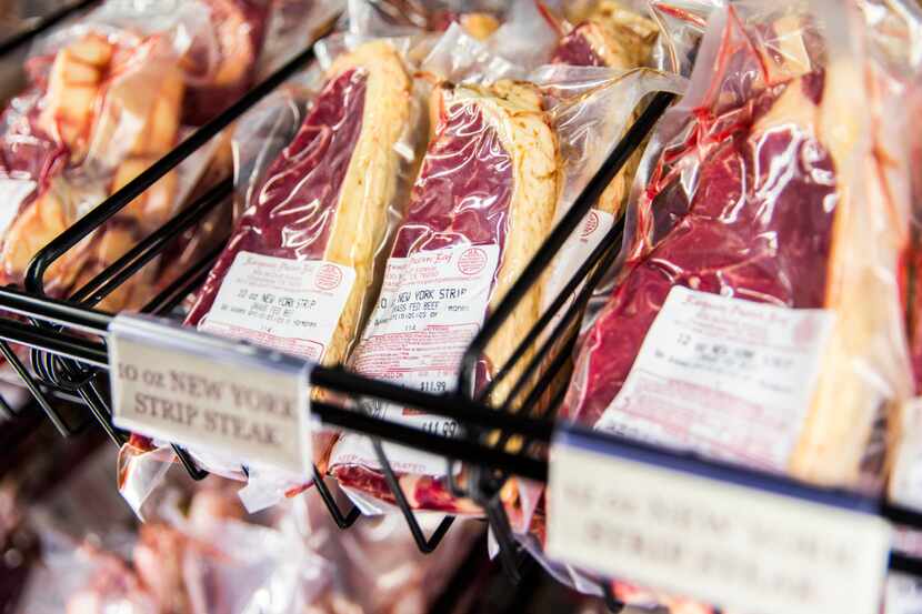 Cuts of beef are on display at Burgundy's Local Grass Fed Meat Market.