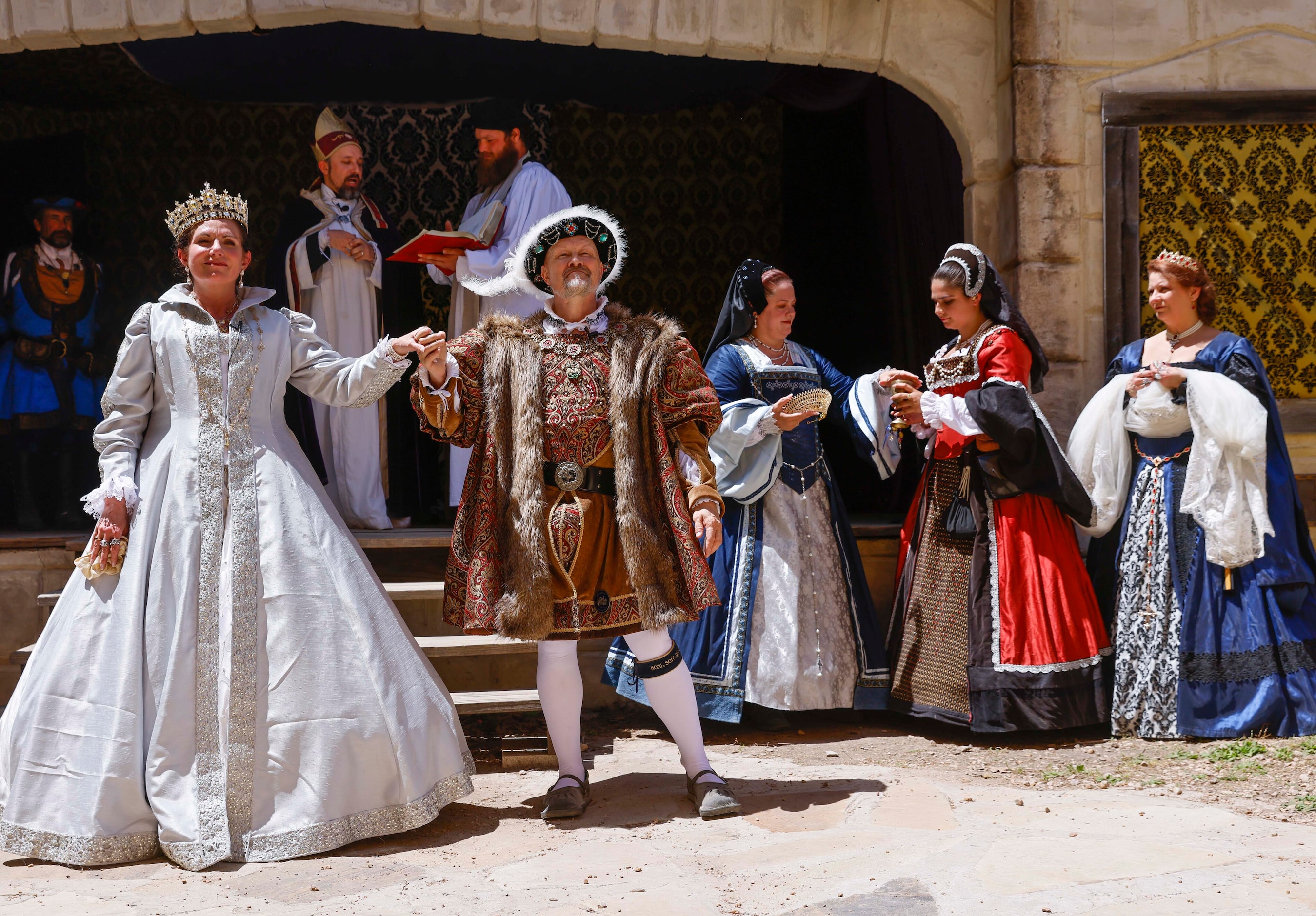 Janna Zepp, playing Queen Catherine Parr (left), and Mick Moreau playing King Henry VIII,...