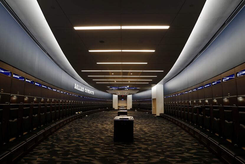 The Dallas Cowboys locker room inside the Dallas Cowboys headquarters at The Star in Frisco...