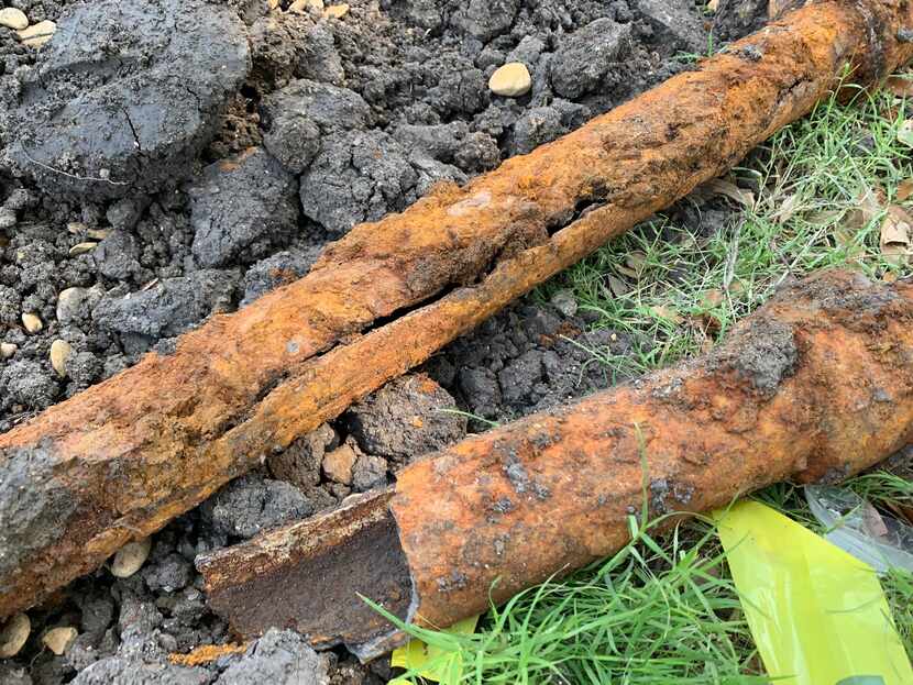 Corroded pipes found under Ryan Hines' home. The state of the home's corroded and deficient...