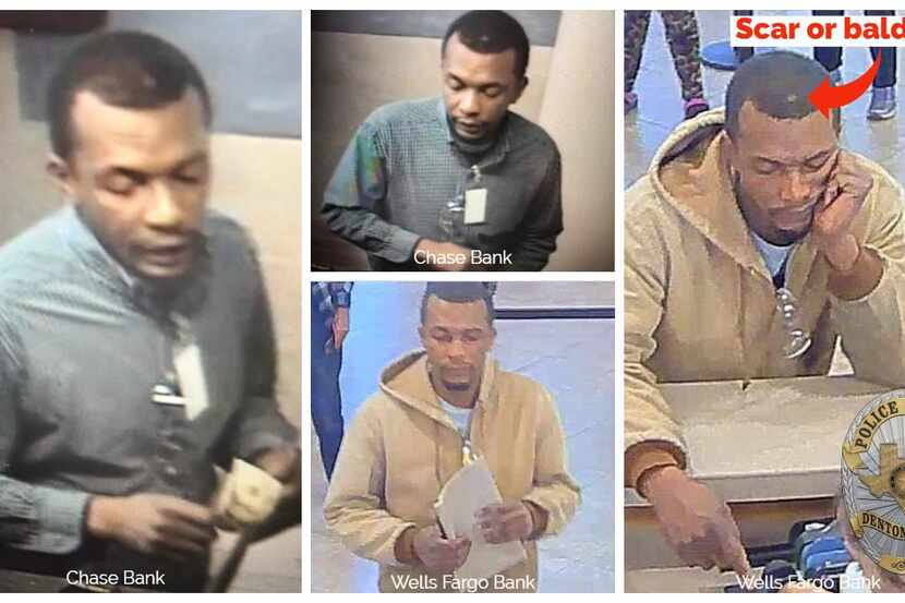This compilation of surveillance video images shows a man suspected in two bank robberies...
