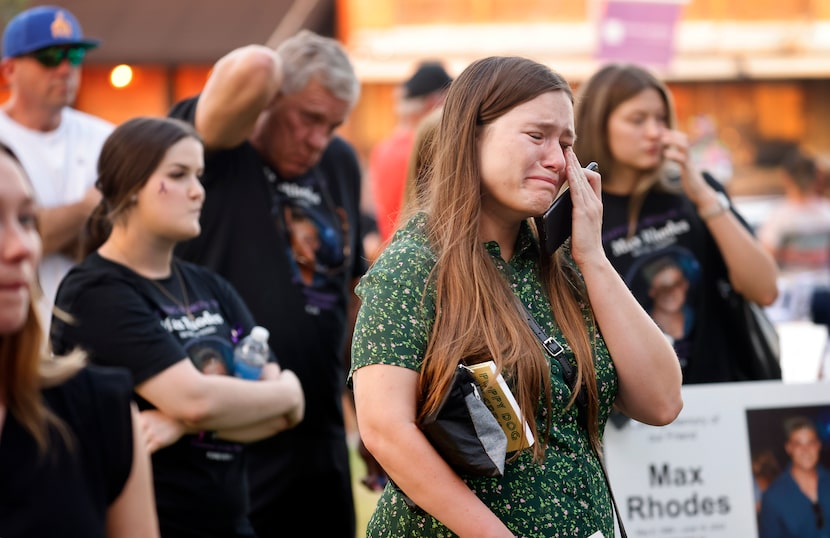 Shea Graham wiped away tears as her younger brother Matthew Chowdhuri’s name was read with...