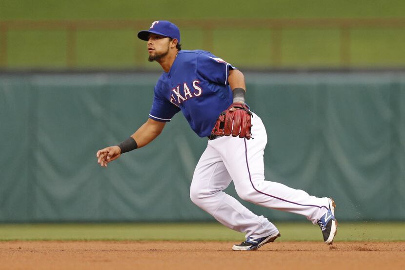 Texas second baseman Rougned Odor is pictured during the Colorado Rockies vs. the Texas...