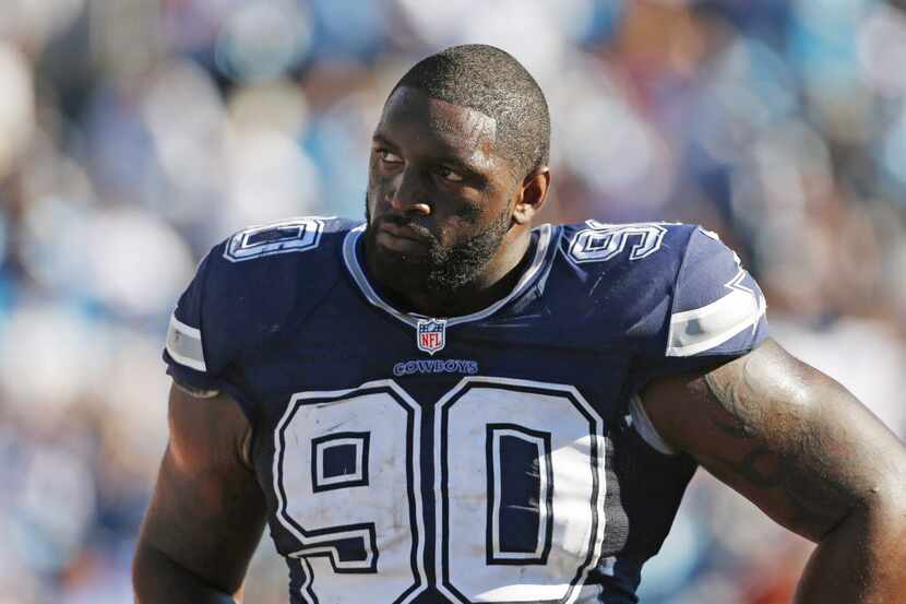 In this Oct. 21, 2012, photo, Dallas Cowboys nose tackle Jay Ratliff walks off the field...