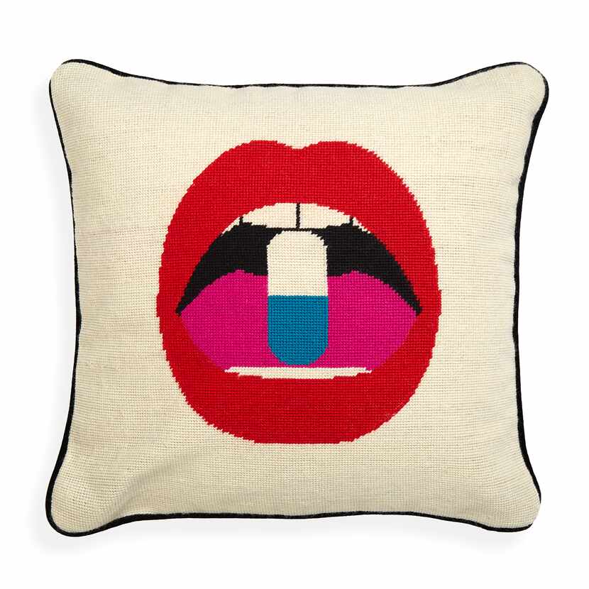 Jonathan Adler's Lips Full Dose Needlepoint Throw Pillow, $165 