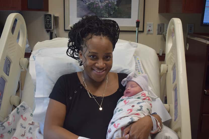 Alicia Alvarez holds her newborn child, Sol Celeste Alvarez, at Methodist Mansfield Medical...