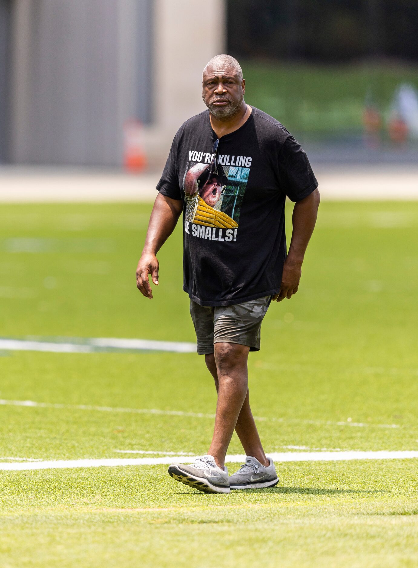 Former Dallas Cowboys Charles Haley is seen during practice at The Star in Frisco, Thursday,...