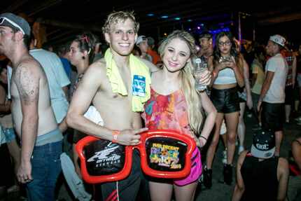 Alex Mikulec and Missy Coffin at the Mad Decent Block Party 2014 that was held under the...