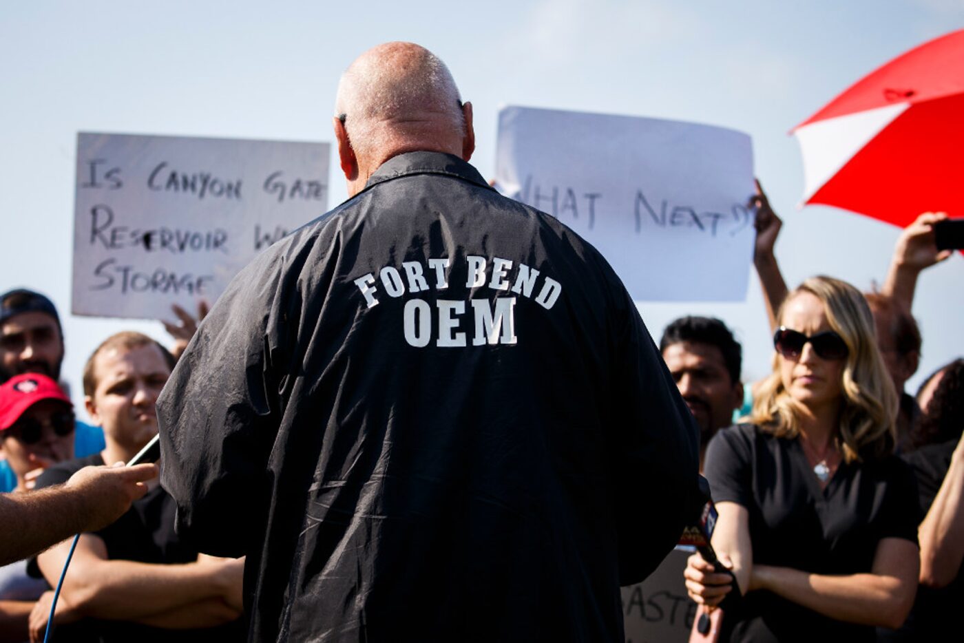 Fort Bend County Judge Robert Hebert takes questions from Cinco Ranch Canyon Gate...