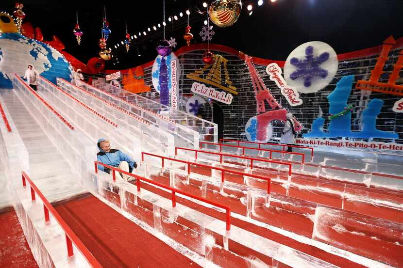 This year's ICE! exhibit at the Gaylord Texan will feature five two-story ice slides for...