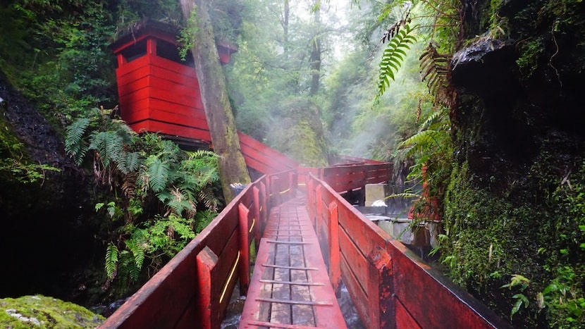 Termas Geometricas geothermal pool near Pucon, Chile.