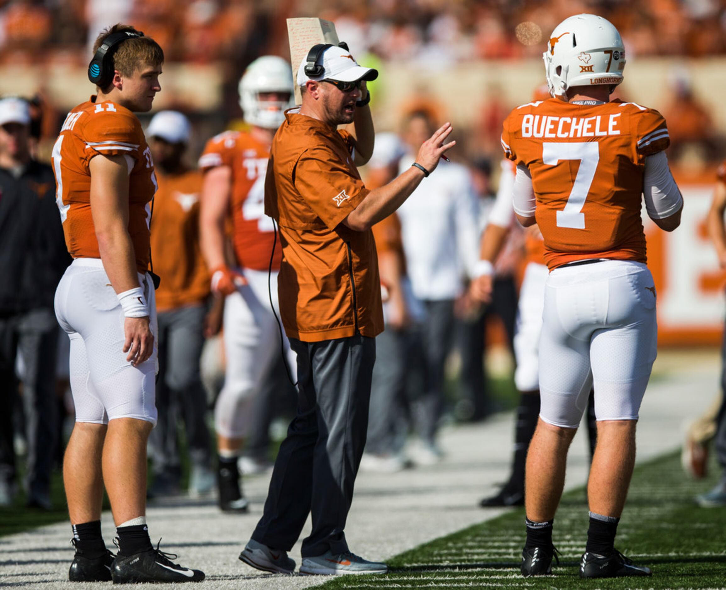 Texas quotable: Tom Herman sensed anxiety in Shane Buechele, revealed what  he told junior QB at halftime