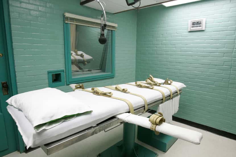 The gurney in Huntsville where Texas' condemned are strapped down to receive a lethal dose...