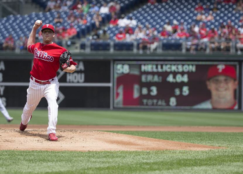 PHILADELPHIA, PA - JULY 6: Jeremy Hellickson #58 of the Philadelphia Phillies throws a pitch...