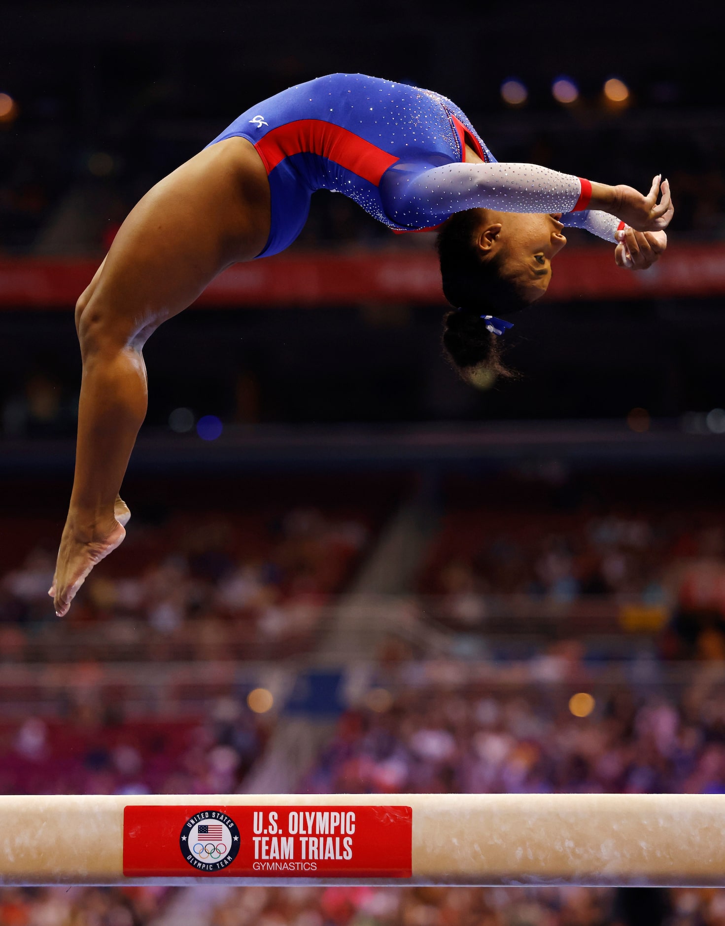 Jordan Chiles of World Champions competes on the balance beam during day 1 of the women's...