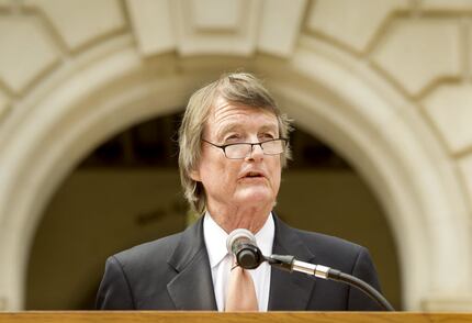 University of Texas President Bill Powers spoke to the media on July 15, 2014, on the south...