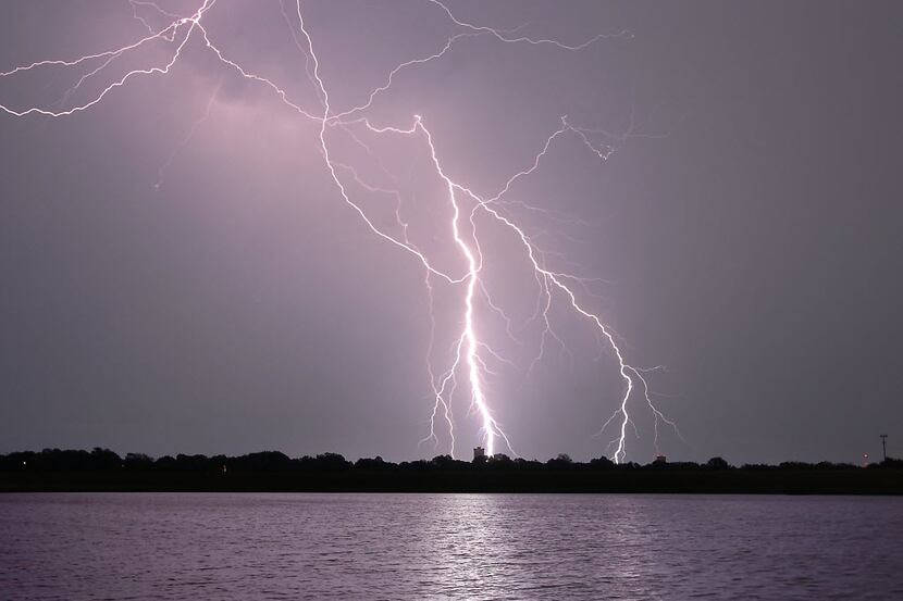 A tremendous display of cloud-to-cloud and cloud-to-ground lightning was seen over Denton in...