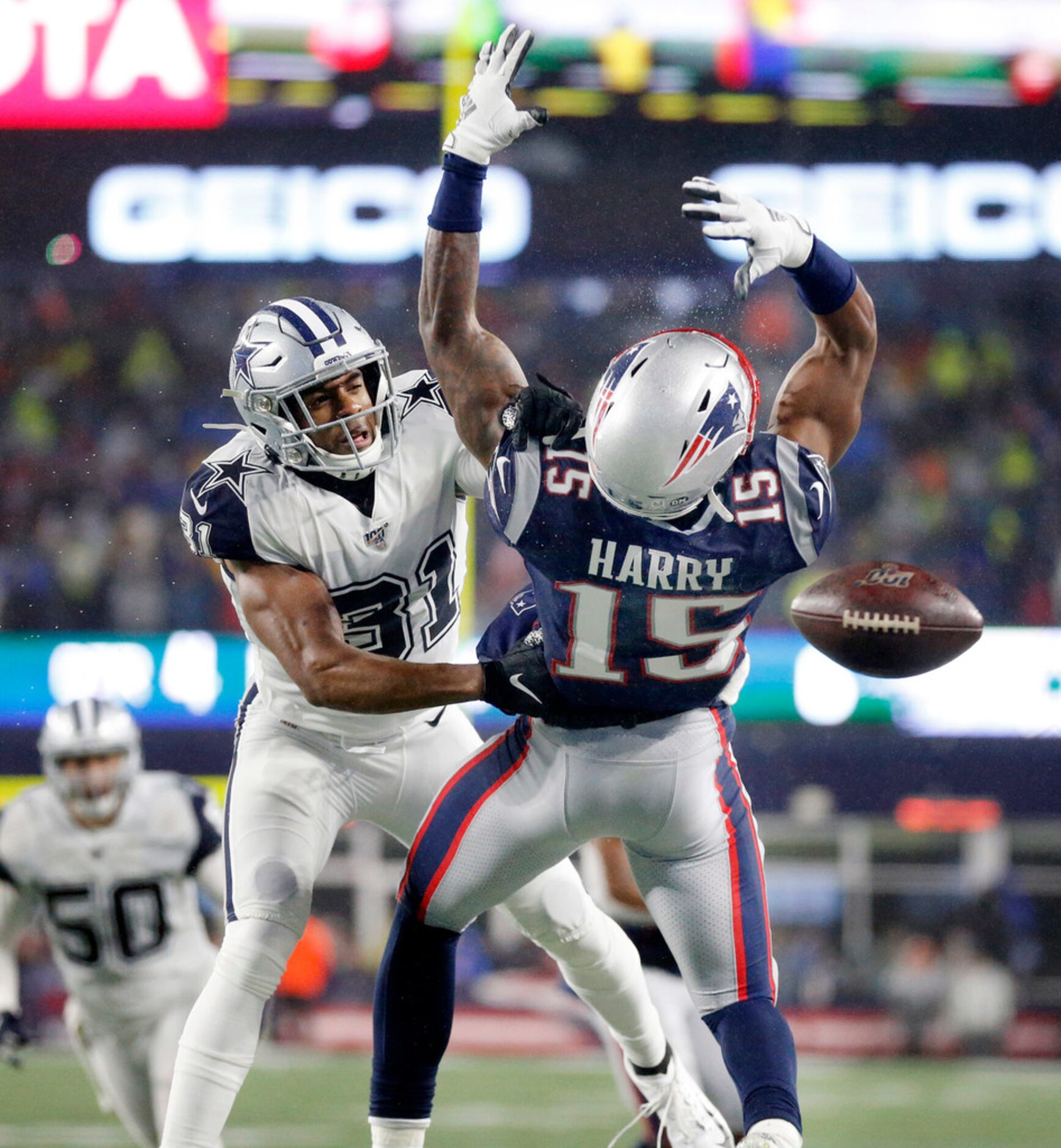 Dallas Cowboys cornerback Byron Jones (31) keeps New England Patriots wide receiver N'Keal...