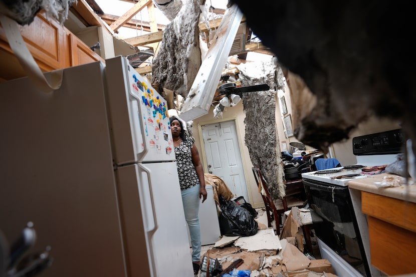 Natasha Ducre's home lost most of its roof during Hurricane Milton, in Palmetto, Fla. Ducre,...