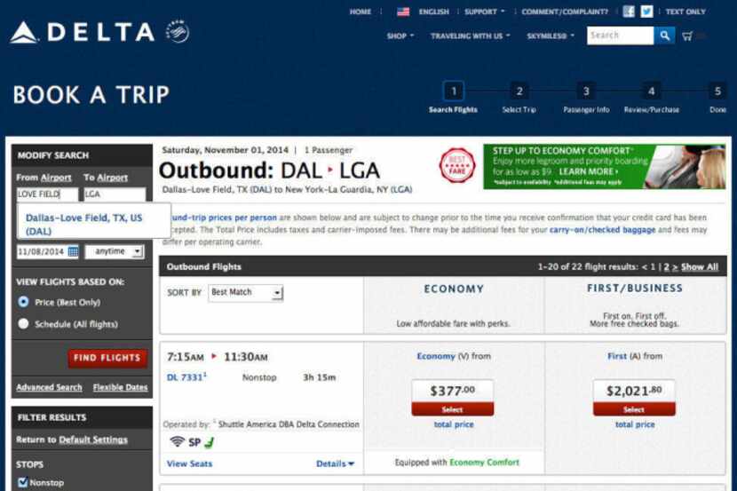 Delta is booking nonstop flights out of Love Field that will begin after the Wright...