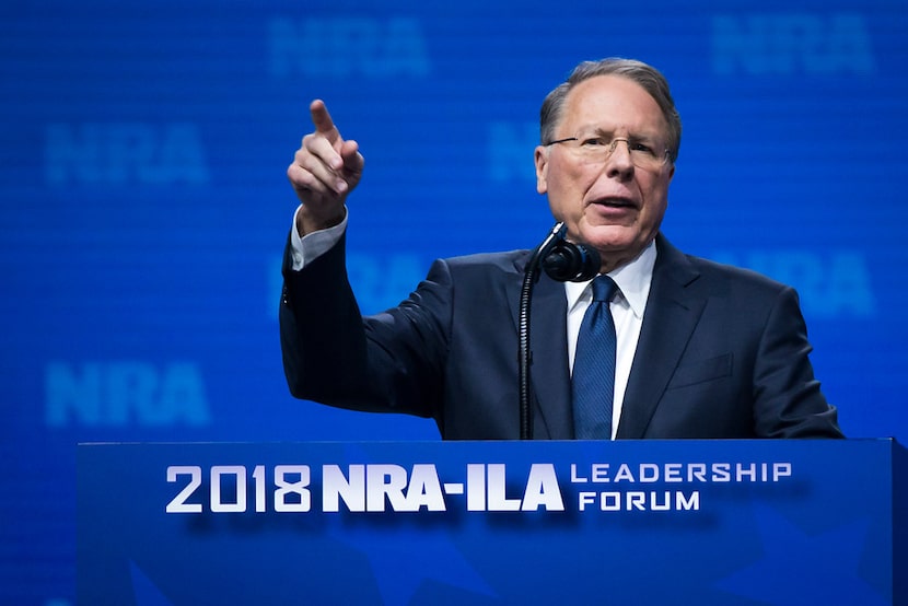 NRA chief executive Wayne Lapierre addressed the NRA-ILA Leadership Forum at the Kay Bailey...