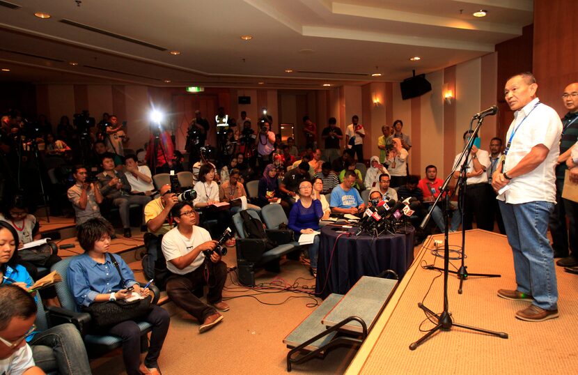 Malaysian Airlines Group Chief Executive Ahmad Jauhari Yahyain speaks during a news...